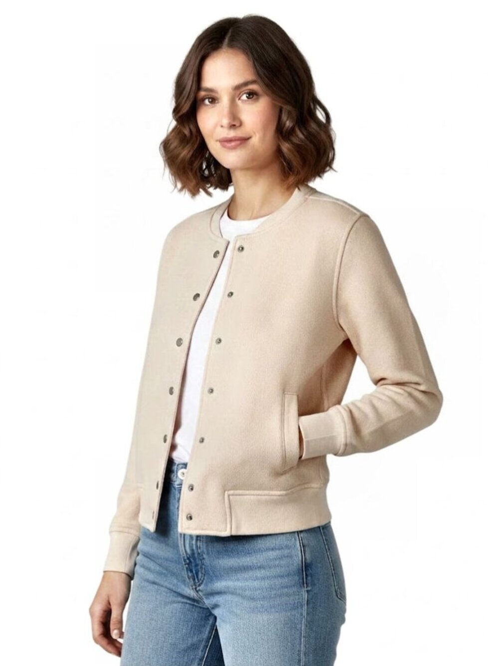 Madewell Miles Bomber Sweatshirt, Peach, Womens Size XS